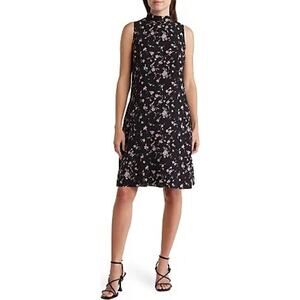 Nordstrom Rack Black Floral A-Line Dress XS Modest Grandmacore Knee Length LBD